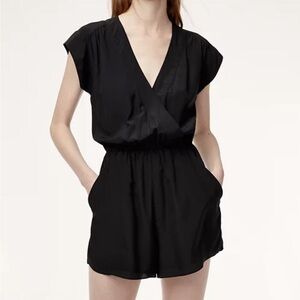 Babaton Corbett Romper Black V-Neck Jumpsuit